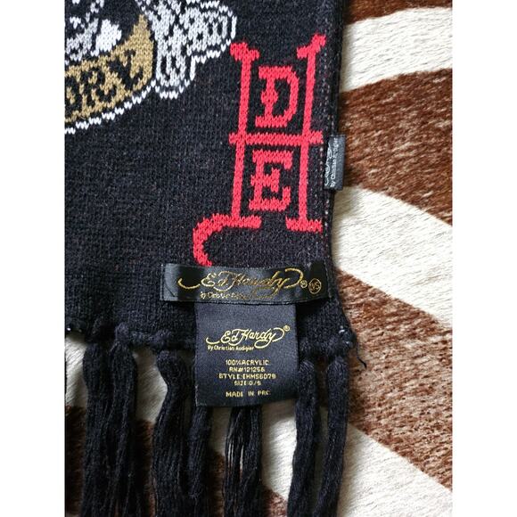 Vintage Y2K Ed Hardy Christian Audigier Death Or Glory Black Scarf Skull Eagle - Picture 6 of 6